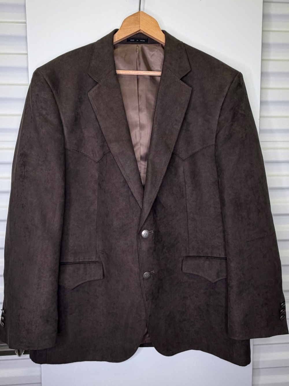 Harmony Western Wear Men's Jacket 44R Faux Suede Double Yoke Cowboy Coat Blazer